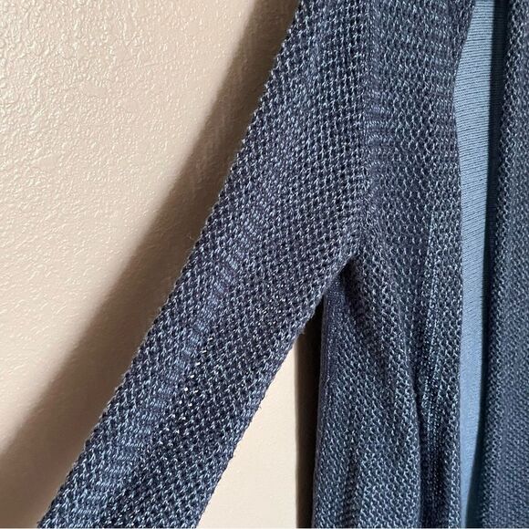 J. Jill Wool Blend Blue Knit Duster Cardigan Sweater with Tassel Ties Size Small - Picture 7 of 12